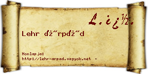 Lehr Árpád névjegykártya